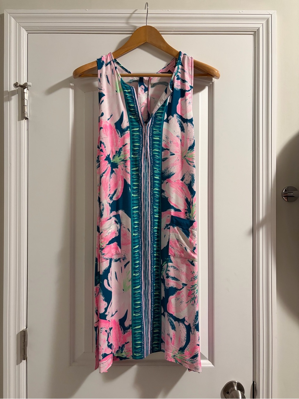 Lilly Pulitzer Pink Teal Floral Stripe Dress